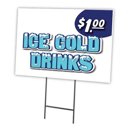 Signmission Ice Cold Drinks 1 Yard Sign & Stake outdoor plastic coroplast window, C-1216-DS-Ice Cold Drinks 1 C-1216-DS-Ice Cold Drinks 1